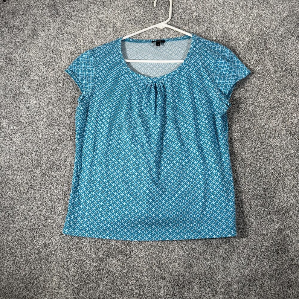 Talbots T-Shirt M Geometric Classic Preppy Everyday Coastal Resortwear Nautical